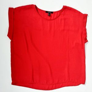 Forever 21 Orange Short Sleeve Blouse (Size Large)